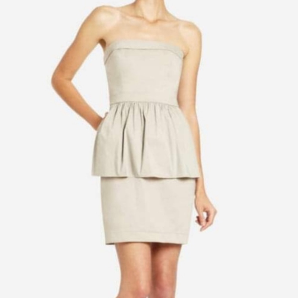 BCBG MAXAZRIA Peplum Khaki Dress
